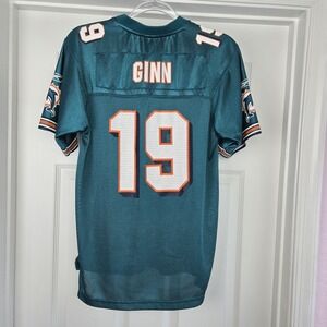 Miami Dolphins Ted Ginn Football Jersey Youth Size L 14-16 Reebok On Field NFL
